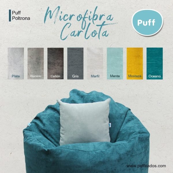 Puff Poltrona+ Descansa Píes en Microfibra Carlota Anti Líquidos. - Imagen 5