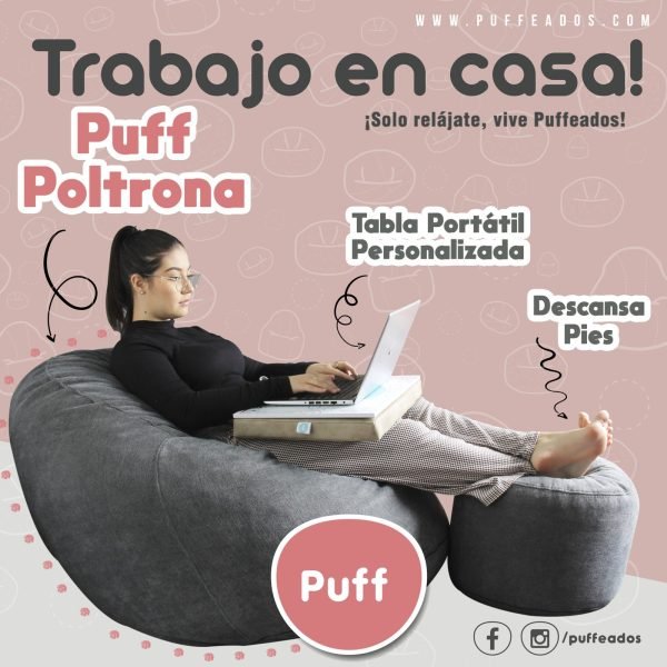 COMBO Puff + Descansa píes + Tabla Portátil personalizada.